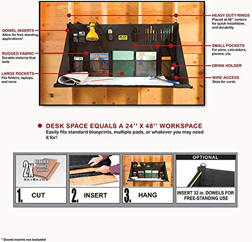 PRO WS3800 Portable Standing Desk, Workbench, Station, Storage for Jobsite, Garage, Office, Shop, Hanging Work Surface, Black - style: Contractor'S Table 20 + Pockets