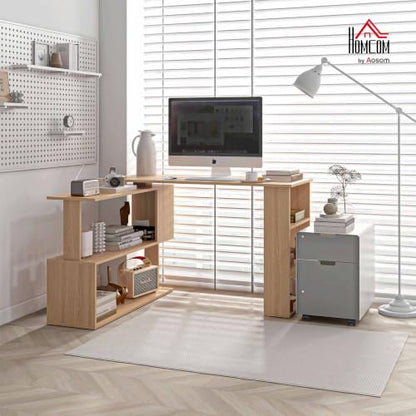 HOMCOM 47 Inch L Shaped Desk, Home Office Table, 360 Degree Rotating Maple - color: Maple