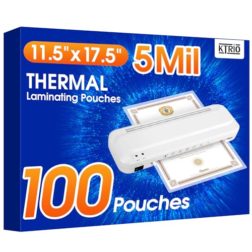 KTRIO 100 Pack Laminating Sheets 5 Mil, Laminating Pouches for 11x17 Paper - size: 11x17" | 5 mil