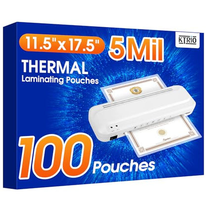 KTRIO 100 Pack Laminating Sheets 5 Mil, Laminating Pouches for 11x17 Paper - size: 11x17" | 5 mil