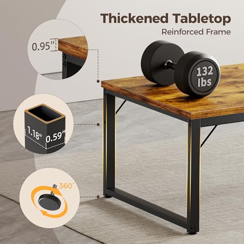 Mericonia 48 Inch Computer Desk, 1" Thick Small Office Table, Brown - color: Brown, size: 48",1"T