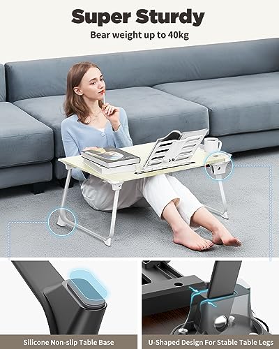 SAIJI Laptop Desk for Bed, XX-Large Foldable Bed Tray Table, 25.6" x 19.3" - color: Black Cherry