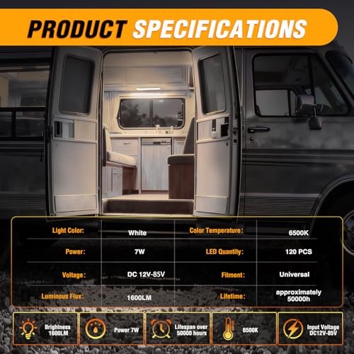 Nilight LED Interior Light Bar 8PCS 12 Inch Strip Lights - color: White Interior Lights-12" 8PCS