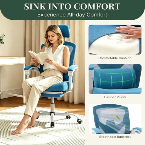 Ergonomic Office Chair with Footrest, Computer Gaming Chair