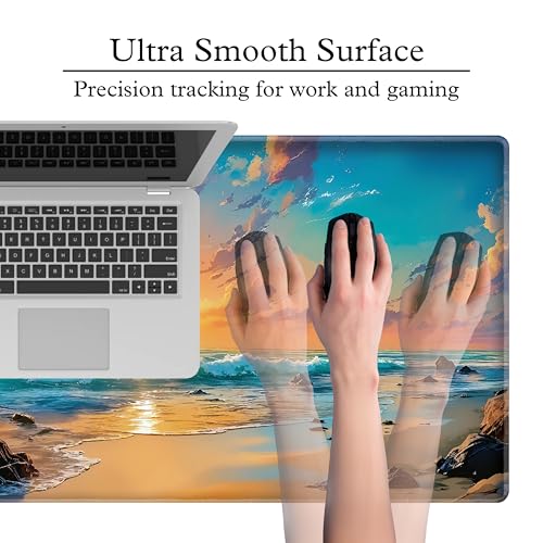 L&B Mercantile American Flag XXL Deskpad, Desk Mat for Computer Keyboard and Mouse – Patriotic USA Gaming Mousepad, Extra Long XL Mouse Pad for Laptop Office Desk. (Beach Sunset) - color: Beach Sunset