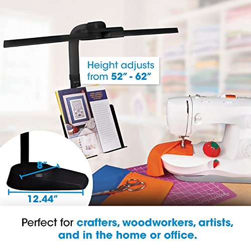 OttLite Dual Shade LED Floor Lamp with Adjustable Stand, Black | Natural Daylight LEDs | Dual Pivoting Shades | 4 Brightness Settings | Tablet and Phone Stand - color: Black