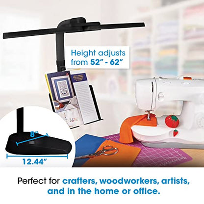 OttLite Dual Shade LED Floor Lamp with Adjustable Stand, Black | Natural Daylight LEDs | Dual Pivoting Shades | 4 Brightness Settings | Tablet and Phone Stand - color: Black