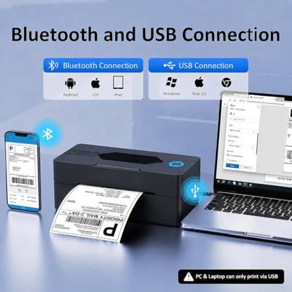 Mvgges Shipping Label Printer,Bluetooth 4x6 Thermal Label Printer for Small Business Office or Home, Compatible with Android, iOS, Windows and Mac, Widely Used for Amazon,USPS,Etsy,Inky Black - color: Inky Black
