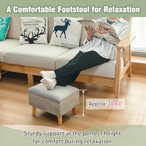 lumizone Small Ottoman with Storage Foot Rest Foot Stool Gray - color: Grey