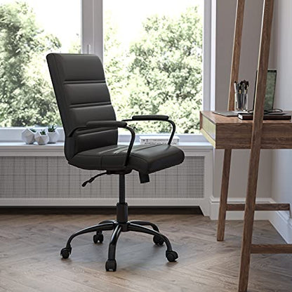Flash Furniture Mid-Back LeatherSoft Executive Office Chair, Black/Black - color: Black