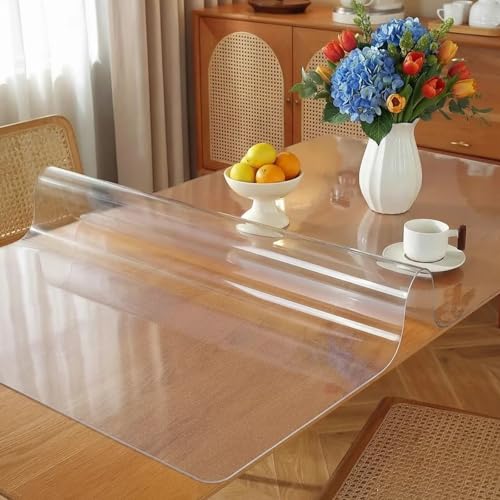 Frosted PVC Desk Pad Mat 12x36 Inch Crystal Table Cloths Rectangular Vinyl Desk Pad Waterproof PVC Plastic Table Cover for Dining TV Table Dresser Night Stand Computer Writing - color: Frosted 1.5mm, size: 12" x 36"