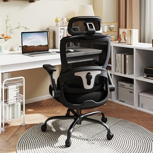 AnyGod Big & Tall Ergonomic Mesh Office Chair Heavy Duty 400LBS Desk Chair | 4D Flip-Up Armrests, 3D Adjustable Headrest, Dual Adjustable Lumbar Support, Rolling Wheels, Gaming & Computer Chair