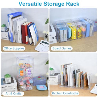 Marte Vanci Clear Acrylic File Sorter, Sturdy Desk File Organizer Shelf Book Holder Purse Handbag Clutch Divider File Folder Rack for Letter Cookbooks Home Office Kitchen Supplies 4 Sections (4 Pcs) - size: 4 Pack