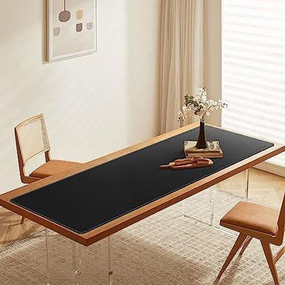 CENNBIE Leather Desk Mat Large, 63" x 19.6" Desk Pad Protector(Black) - color: Black, size: 19.6" x 63"
