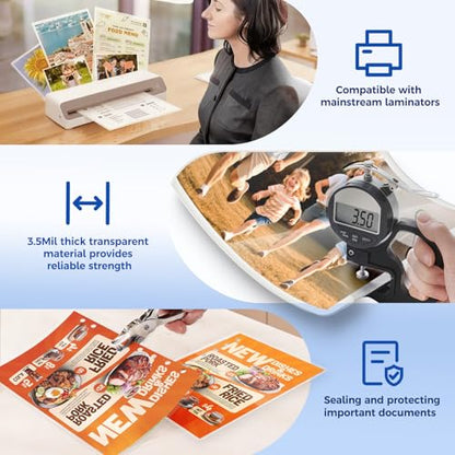 3.5Mil Thermal Laminating Pouches 8.5 x 11 Inches 50Pack - size: 8.5"x11.5", style: 3.5Mil_50Pack