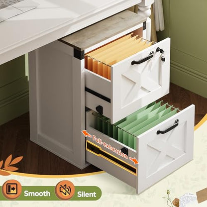 DEVAISE 2-Drawer File Cabinet with Lock, Wood Office Filing Cabinets, White - color: White