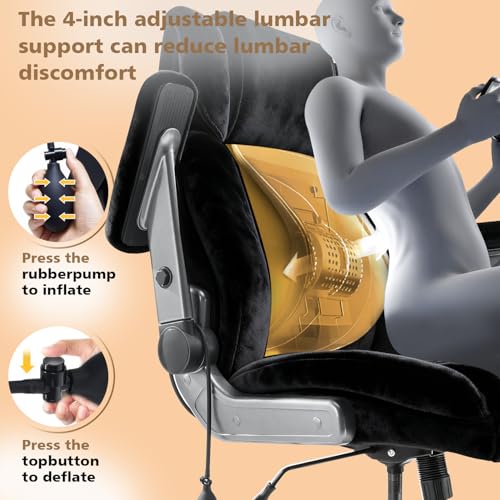 Fabric 600LBS Heavy Duty Office Chair with 5D Flip Arms for Heavy People,Comfy Cloth Big and Tall Desk Chair with Pocket Spring Cushion,High Back Computer Chair with Adjustable Lumbar Support - color: Fabric Black