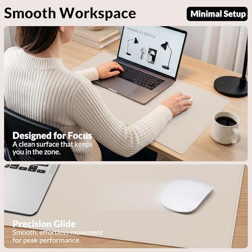 AFIING Desk Mat, Beige, 23.6" x 13.8", Desk Pad Protector - color: Beige, size: 23.6" x 13.7"