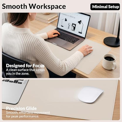 AFIING Desk Mat, Beige, 23.6" x 13.8", Desk Pad Protector - color: Beige, size: 23.6" x 13.7"