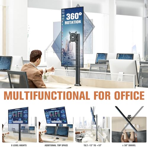 HEMUDU Single Tall Desk Monitor Arm Mount Stand Fit for 27 inch to 42 inch Flat Curved Computer Screen with Swivel, Height Adjustable, Rotation,Holds up to 77lbs, Black - size: 27 inch - 42 inch