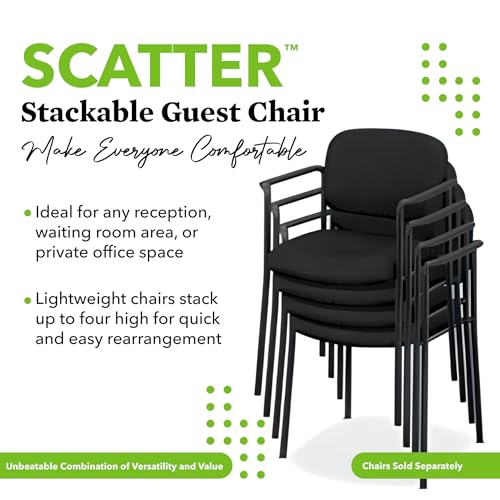 HON Scatter Guest Chair, Armless Office Chairs, Fabric, Black | Stackable desk chair no wheels for waiting rooms chairs, conference room chair, banquette seating, and office furniture - color: Black - Fabric Back - Armless