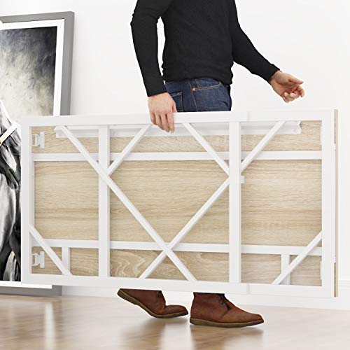 Elephance Folding Desk Writing Computer Desk for Home Office No-Assembly - color: Beige, size: 31.5 Inch