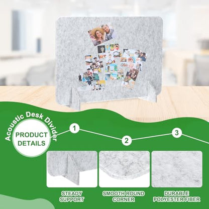 PATIKIL Desk Divider, 4 Set 24 x 16 Inch Acoustic Freestanding Desk Divider Desk Privacy Panel with 8 Pcs Support Feet for Library Office Workstation,Light Grey - color: Light Gray