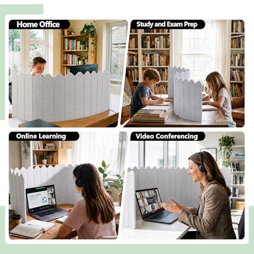 86.5 x 16'' Foldable Felt Desk Divider with 25 Thumbtacks & 8 Clips, Acoustic Desk Partition Privacy Panel, Versatile Cubicle Shield Hanging Note Item, for Office Home(Wavy) - style: Wavy