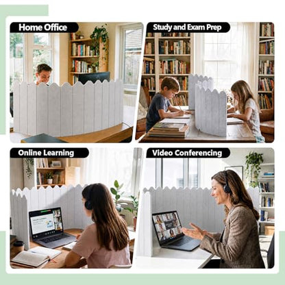86.5 x 16'' Foldable Felt Desk Divider with 25 Thumbtacks & 8 Clips, Acoustic Desk Partition Privacy Panel, Versatile Cubicle Shield Hanging Note Item, for Office Home(Wavy) - style: Wavy