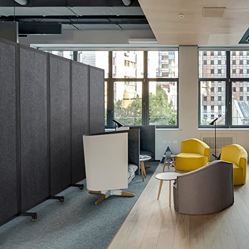 Room Partition, 10'6"W x 6'7"H,5 Panel,Grey - color: Grey, size: 128"(L)*78.7"(H)