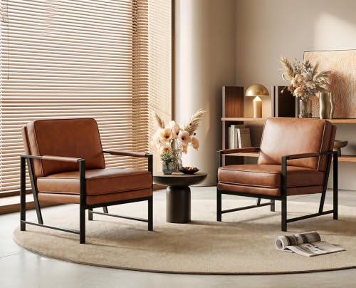 Yaheetech Mid-Century Modern Accent Chairs Set of 2, Light Brown - color: Light Brown, size: Set of 2