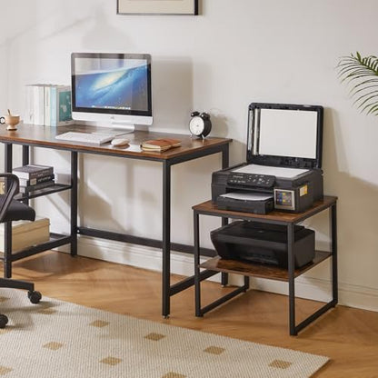 Aibiju Small Table Stand 20 Inch, Multi-Functional Side & Printer Accent Table with Storage Shelf, Rustic Brown YD-TM153H - color: Rustic Brown, style: Basic