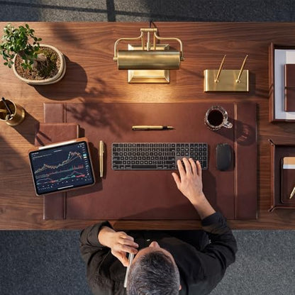 26.5 x 17.3 Inch Leather Desk Pad with Side Rails Mat, Brown - color: Brown, size: 26.5" x 17.3"