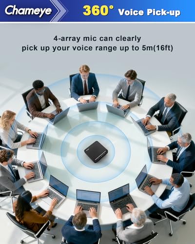 Chameye 4K Conference Room Camera and Microphone, AI Auto Tracking PTZ Camera 4K 20X Zoom, LAN HDMI USB3.0 Output and Bluetooth Conference Speakerphone for Large Meeting Room, CB201 Black - color: Obsidian Black