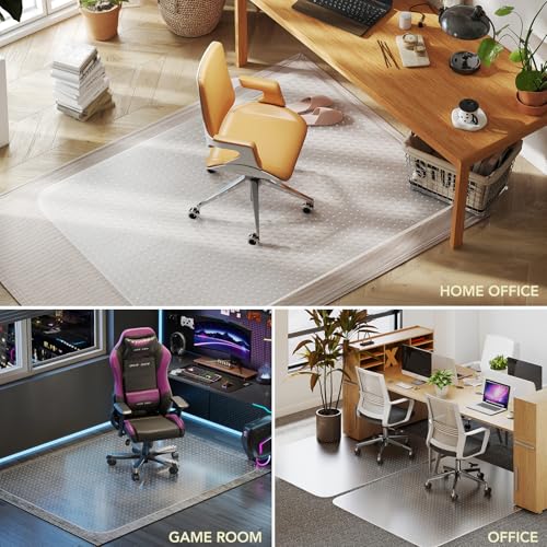 Office Chair Mat for Low Pile Carpet, 48" x 60" Clear Plastic | Floor Protector, Heavy Duty Desk Chair Mat for Rolling Chairs, Smooth Glide Computer Mat for Home Office - size: 48"x60"