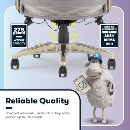 Serta Ergonomic Executive Office Chair Motion Technology Adjustable Mid Back Design with Lumbar Support, Light Gray Fabric - color: Light Gray Fabric