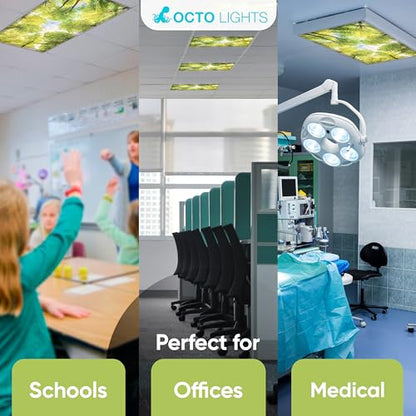 Fluorescent Light Covers for Ceiling Lights Classroom Magnetic Tree 4pk - color: Forest Trees