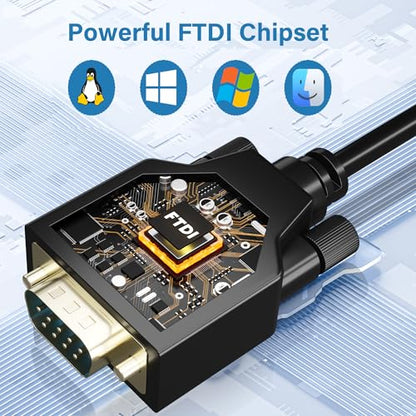USB C to Serial Adapter (FTDI Chipset), 4 FT USB C to RS232 Male DB9 Pin Converter Serial Cable with Cable Ties for Windows 11, 10, 8.1, 8, 7, Vista, XP, 2000, Linux and Mac OS X, macOS - size: 4FT, style: USB C to DB9Pin Male