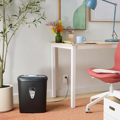 Amazon Basics 8 Sheet Cross Cut Paper and Credit Card Shredder with 4.1 Gallon Bin, Black - size: 8 Sheet