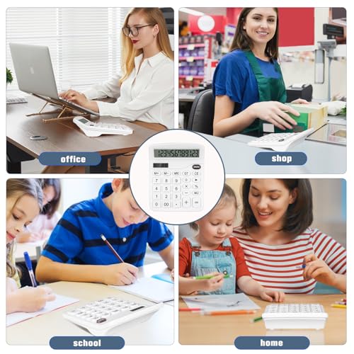 Desktop Calculator, White Calculator Big Buttons, 12-Digits - color: White