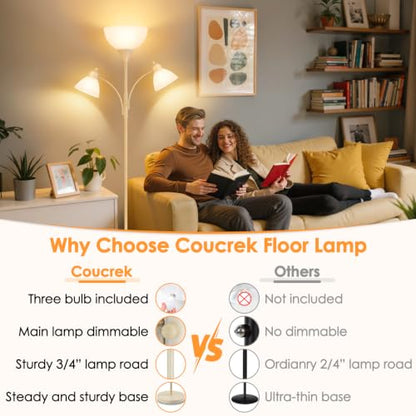 Coucrek Torchiere Floor Lamps for Living Room, 72" Dimmable Reading Lamp - color: Rustic White
