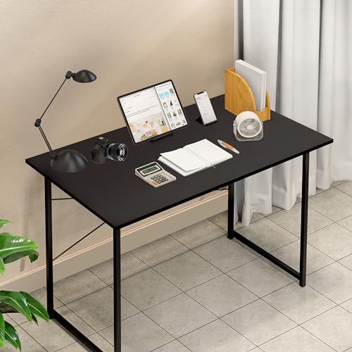 YSSOA Computer Desk Home Office Work Study Writing Modern Simple Table with Headphone Hooks - color: Basic Black, size: 40 Inch