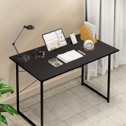 YSSOA Computer Desk Home Office Work Study Writing Modern Simple Table with Headphone Hooks - color: Basic Black, size: 40 Inch
