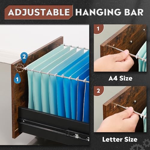 DEVAISE 3 Drawer Wood Mobile File Cabinet, Rolling Filing Cabinet for Letter/A4 Size, Rustic Brown - color: Rustic Brown, size: 15.7"D x 16.2"W x 25.7"H