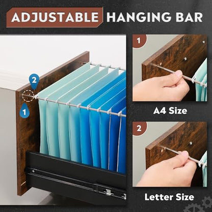 DEVAISE 3 Drawer Wood Mobile File Cabinet, Rolling Filing Cabinet for Letter/A4 Size, Rustic Brown - color: Rustic Brown, size: 15.7"D x 16.2"W x 25.7"H
