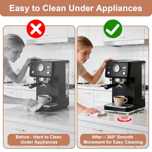 Adjustable Appliance Slider Tray - Expandable 6" x 11"- 11" x 20" | Sliding Tray for Kitchen Appliances - 360° Countertop Rolling Tray with Locking Brakes for Coffee Makers Mixers - size: 6" x 11" - 11" x 20" Rectangle