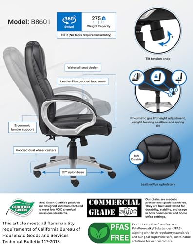 Boss Black No Tools Required Executive Leather Chair