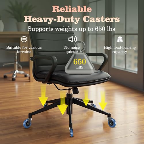 3 Inch Office Chair Casters Heavy Duty (5-Pack) - 650LBS Capacity PU Wheels,Office Chair Wheels Replacement，Non-Marking Hardwood Floor Safe,Fits Standard 7/16" x 7/8" Stem Chairs - color: White, size: 11mm-Fit Most