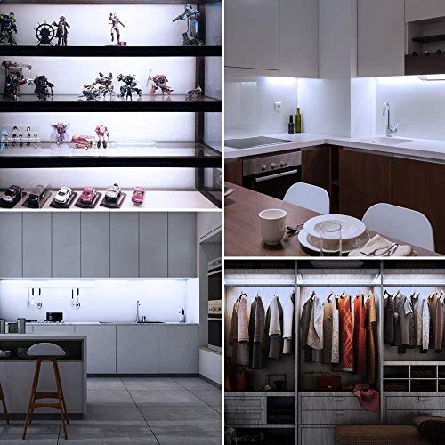 Cefrank LED Display Lights, 6-Pack Linkable Under Cabinet Lighting 6000K | Daylight White Shelf lights for Kitchen Counter, Closet, Workbench, Pantry, Locker, Showcase Display, Vanity - color: White
