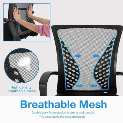 Drafting Chair Tall Office Chair Standing Desk Chair Adjustable Height Reception Office Chair with Lumbar Support & Foot-Ring, Ergonomic Mesh Computer Drafting Stool for Working Standing Desk (Black)